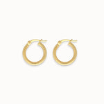 Gold hoop earrings on a white background