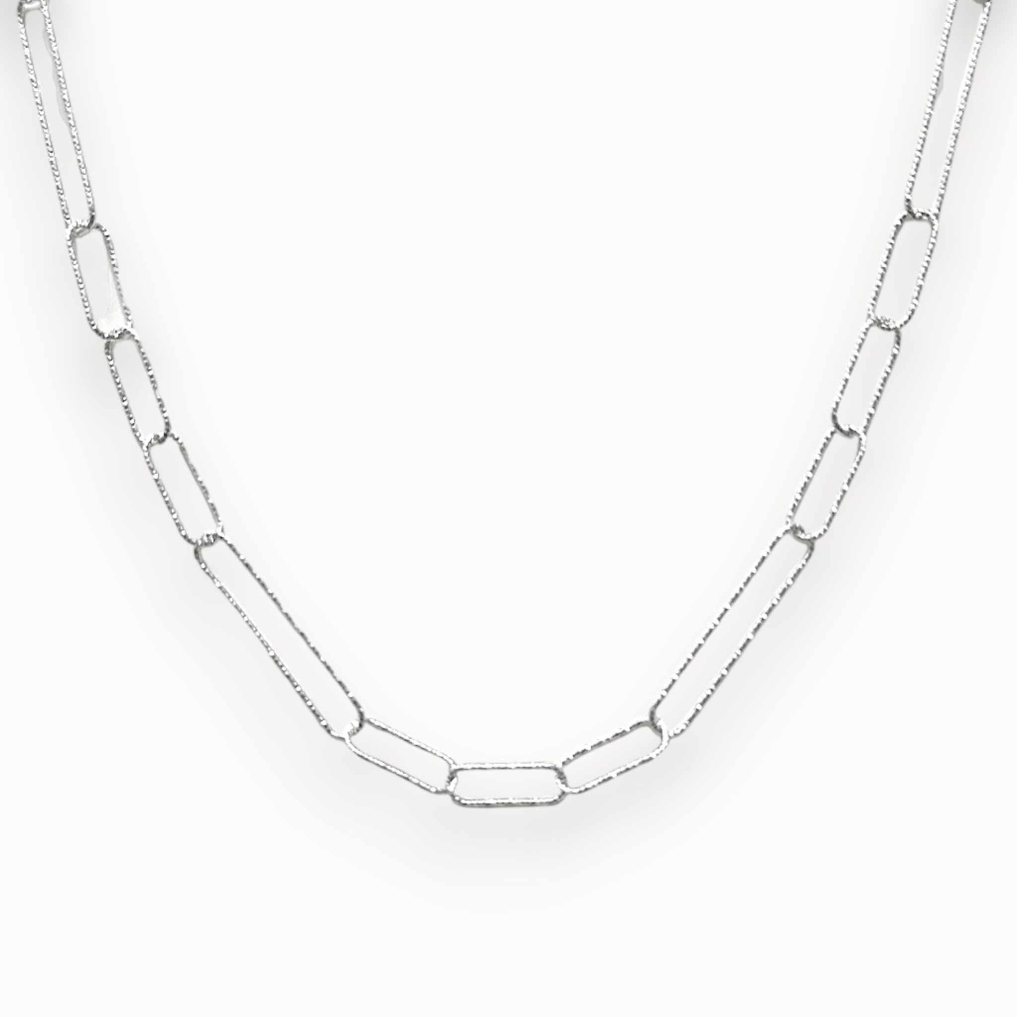 Sterling Silver Paper Clip Chain Necklace