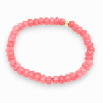 Blush pink jade beaded bracelet on white bracground