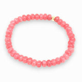 Blush pink jade beaded bracelet on white bracground