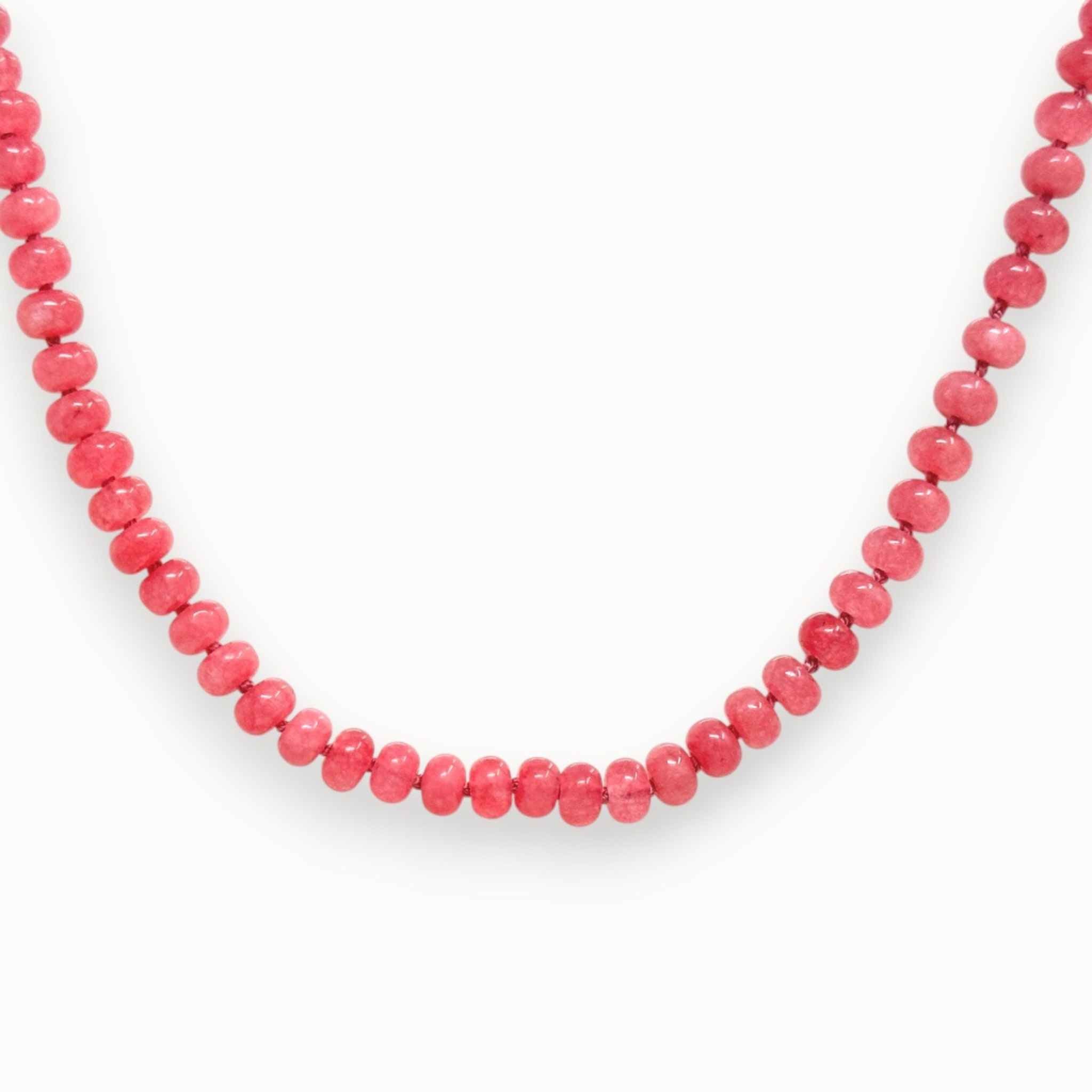 Rósa blush pink jade hand knotted beaded necklace by RAW Copenhagen