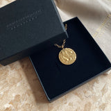 18K Gold vermeil round hammered Pendant Necklace