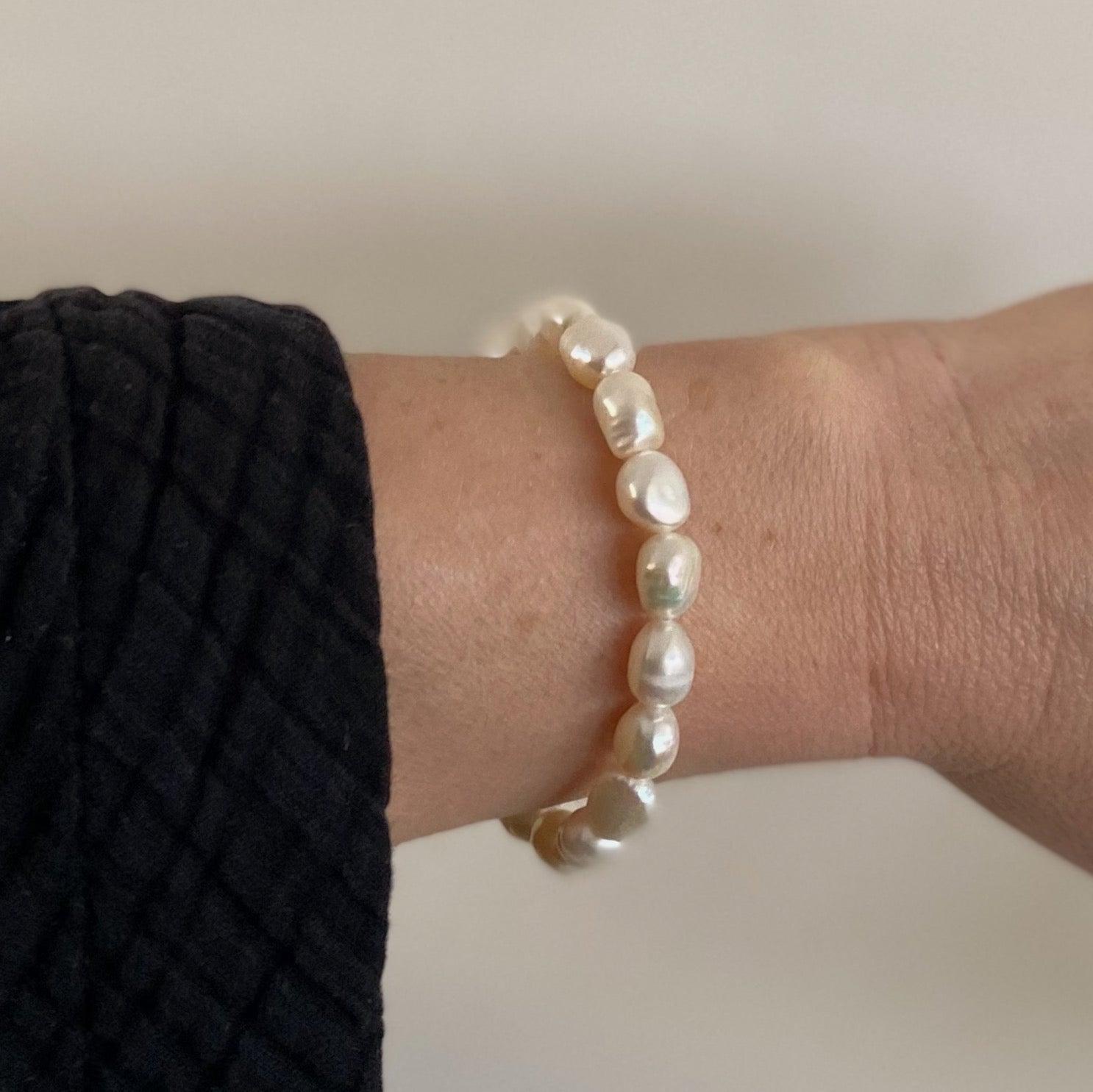 Freshwater Baroque Pearl Bracelet modelled
