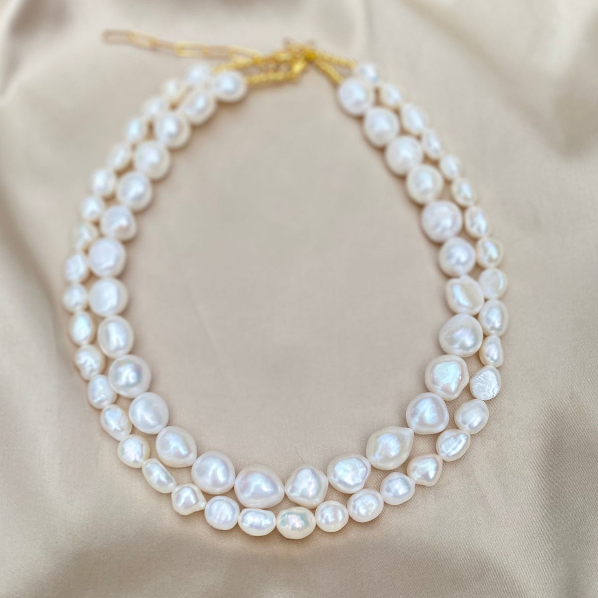 Baroque freshwater pearl chokers with 18K gold vermeil clasp