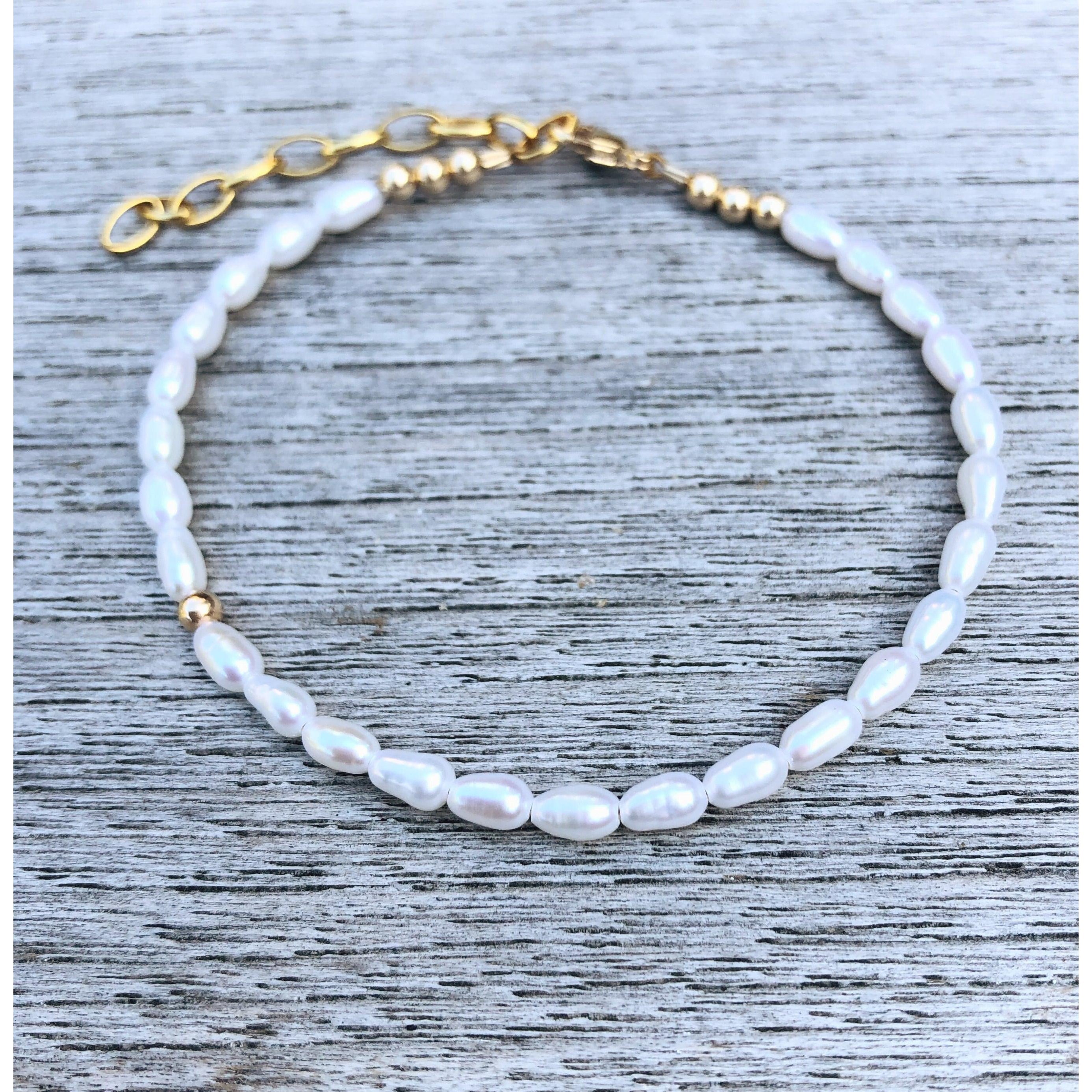 Boho Devine Bracelet - Freshwater Pearl Bracelet with Gold Beads
