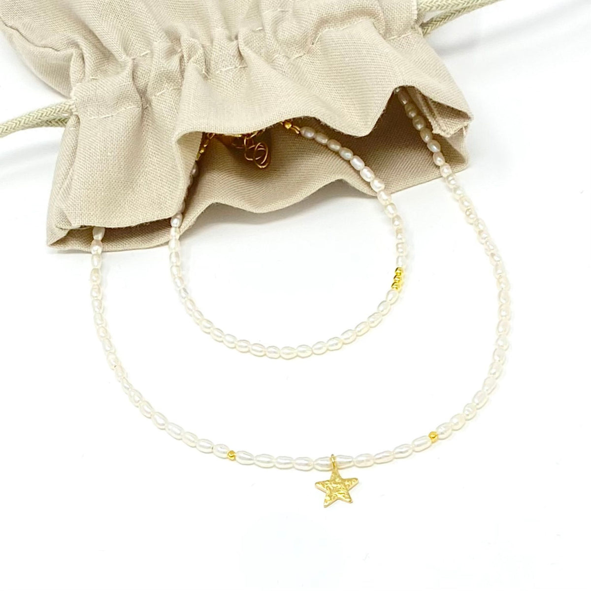 Seed Pearl Choker Necklace and Bracelet Set