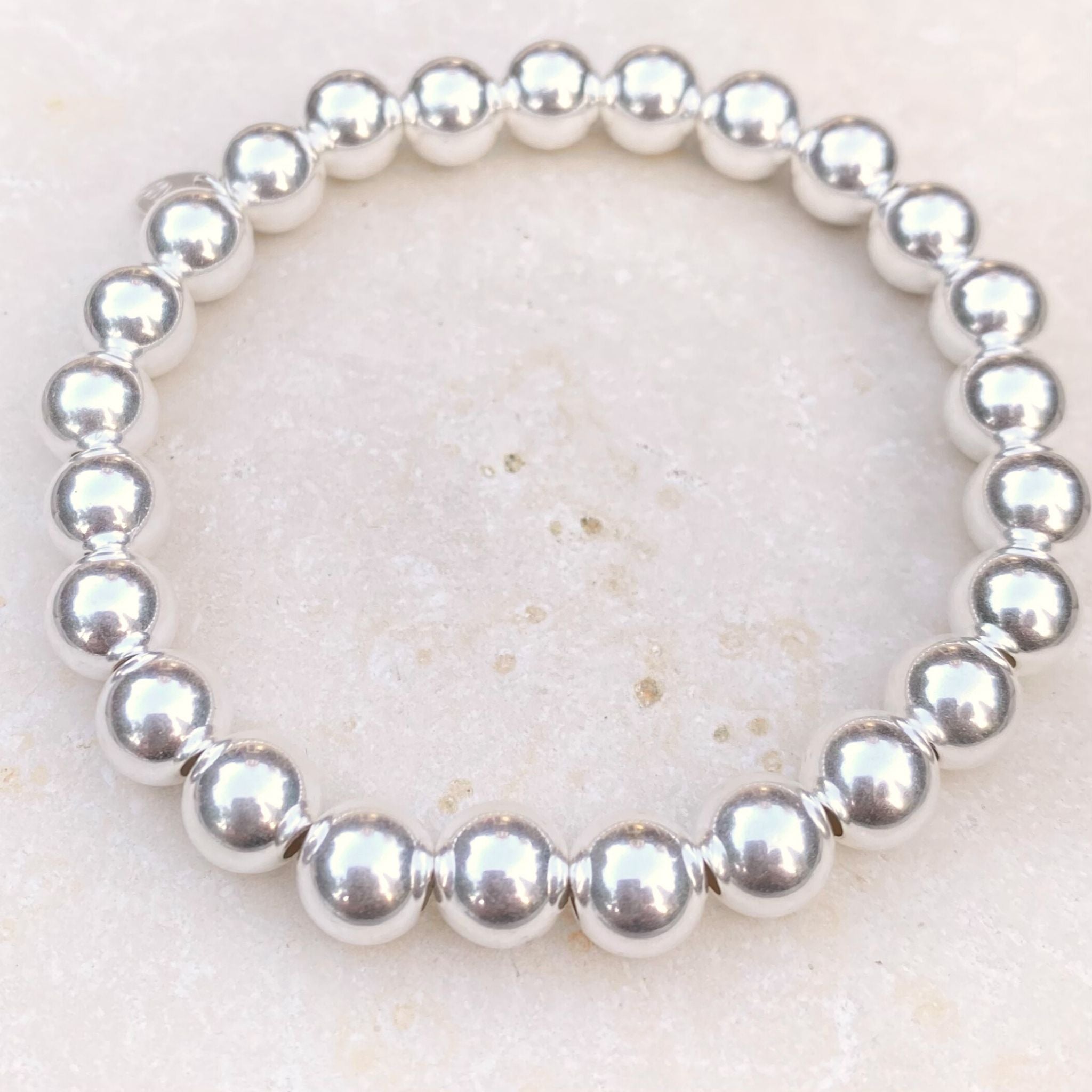 Big Sterling Silver Beaded Bracelet