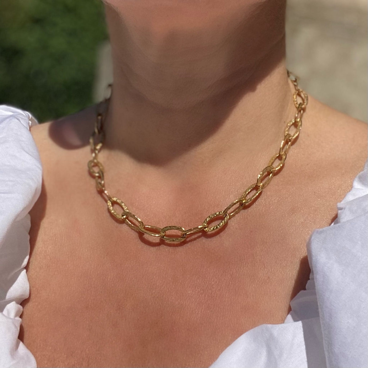 Chunky Chain Gold Necklace with Baroque Pearl