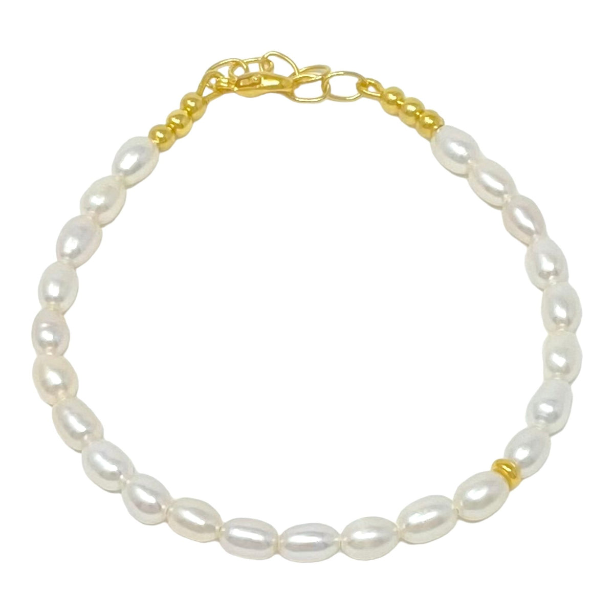Freshwater Pearl and Gold Bead Bracelet
