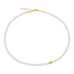 Classic-delicate-seed-pearl-necklace-with-a-modern-twist,-with-oval-shaped-cultured-freshwater-pearls-with-the-most-beautiful-lustre-and-god-vermeil-sterling-silver-beads.-Handmade-in-Kent-UK