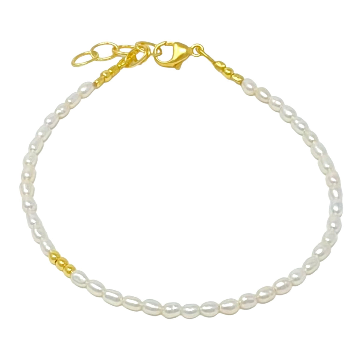 Delicate freshwater pearl bracelet with gold vermeil beads