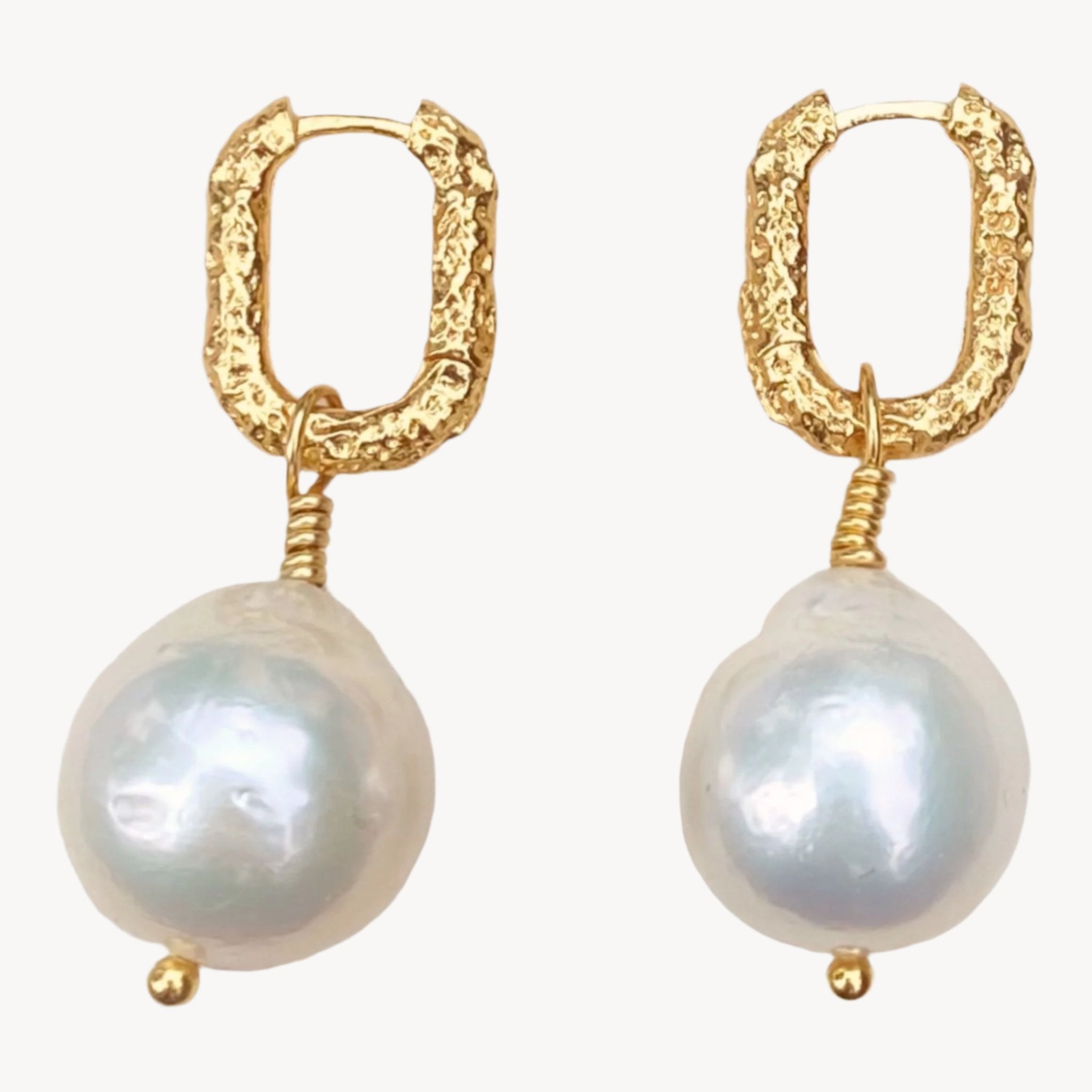 Freshwater Baroque Pearl Earrings on textured hoops the ultimate sophistication meets Scandinavian Minimalist Designs