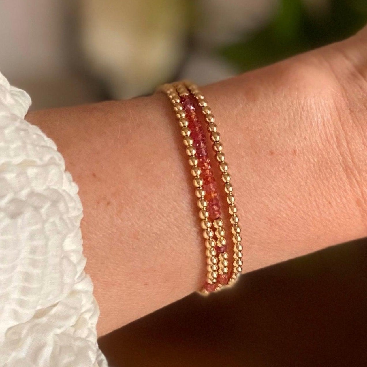 14K Gold Filled Wrap Bracelet with Gemstones