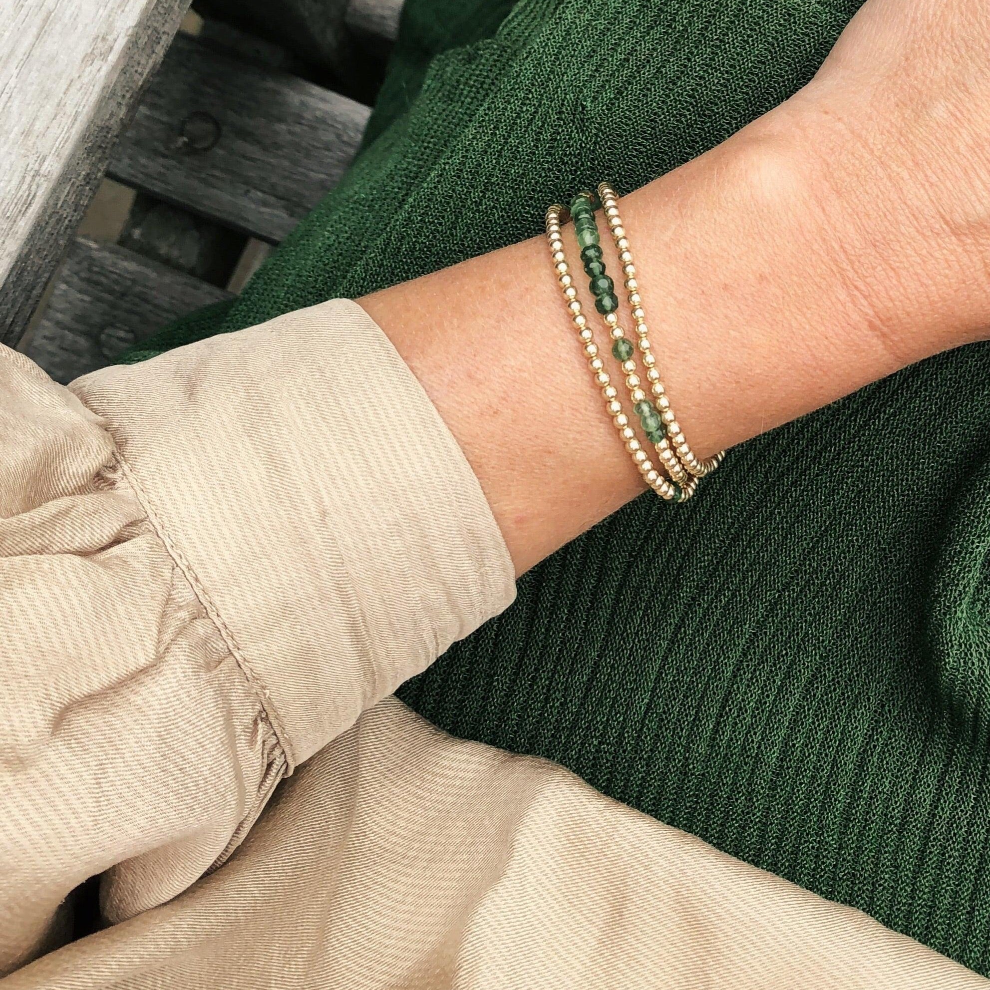 14K Gold Filled Wrap Bracelet with Gemstones