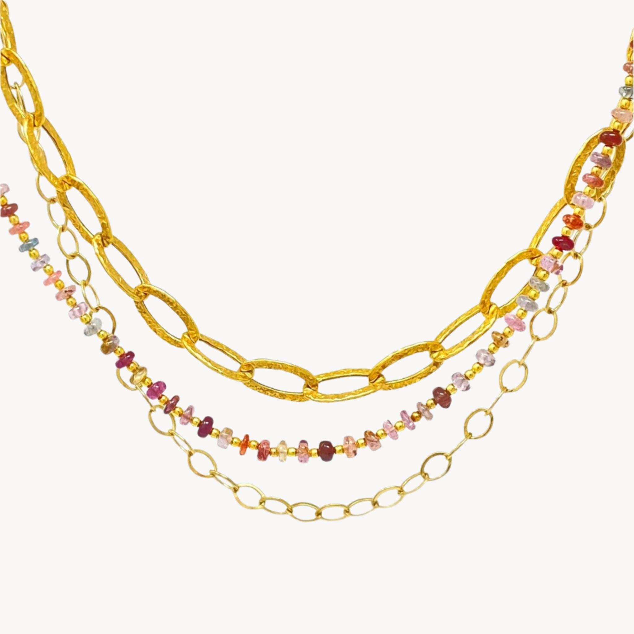 Beaded Spinel and Gold Vermeil Necklace