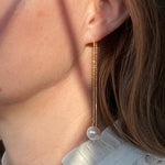 Gold Threaders with Round Pearls modelled 