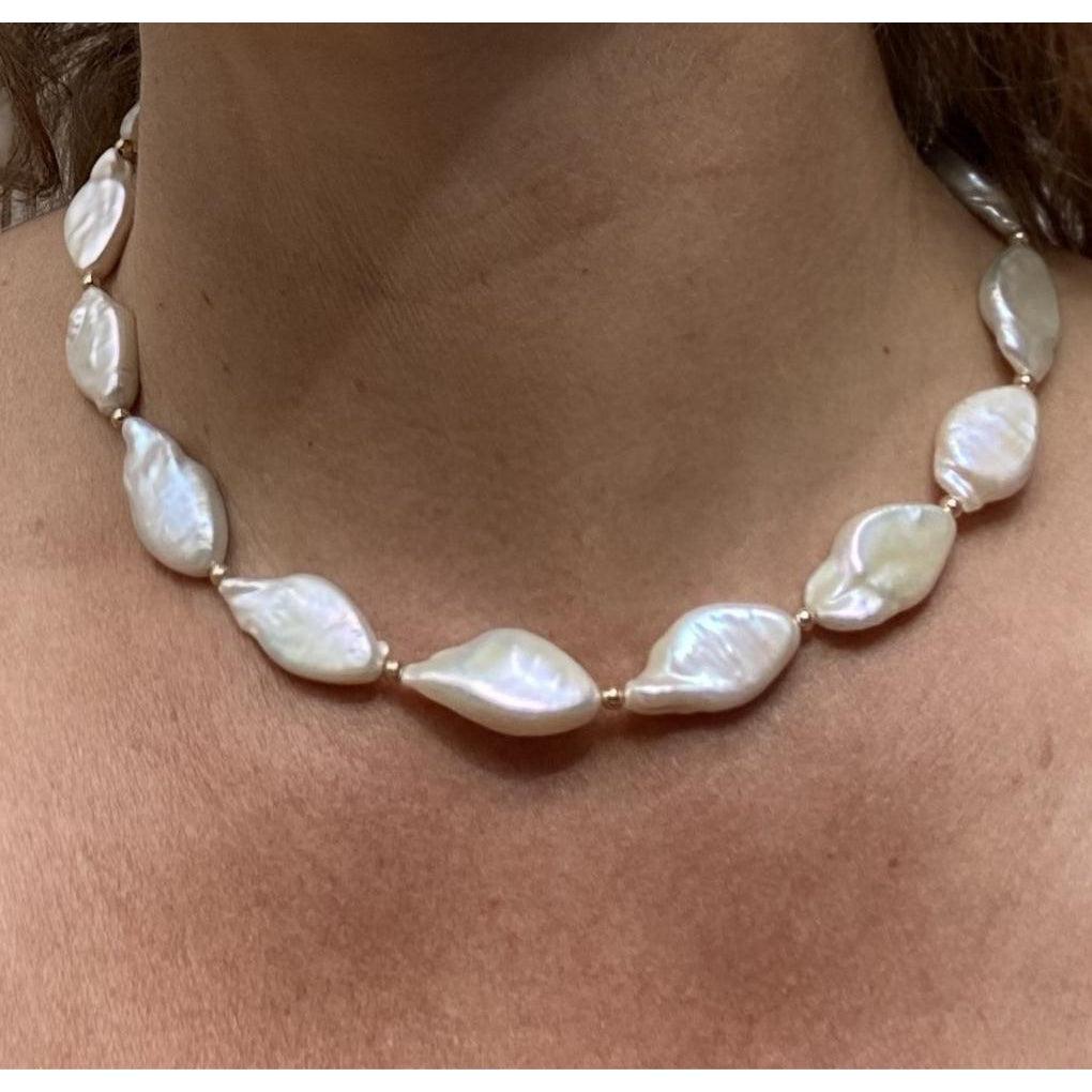 Large Keishi Pearl Choker - White Freshwater Pearl Necklace
