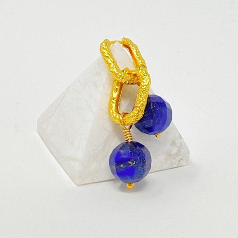 LAPIS LAZULI GOLD PLATED STERLING SILVER HUGGIE EARRINGS