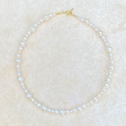 Ride the Wave Surfer Girl Necklace - White Freshwater Pearl Necklace