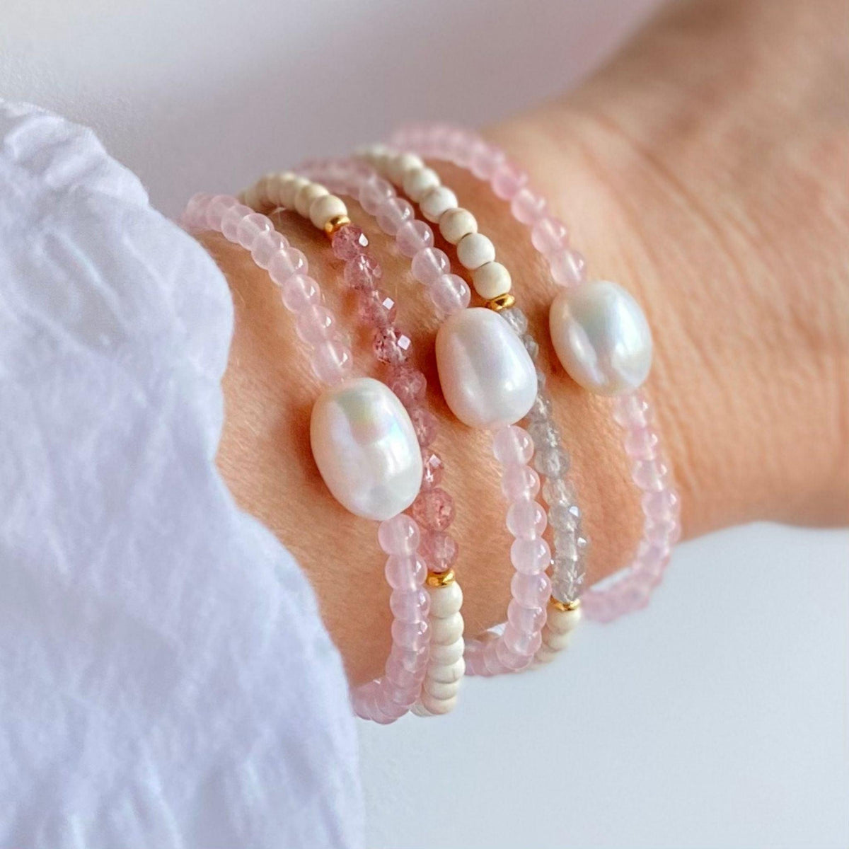 Beaded Gemstone Bracelet with Pearl
