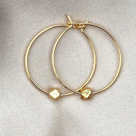 Gold Plated Sterling Silver Hoops with Cubic Beads