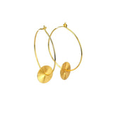 Sun Ray Hoops - Gold Plated Hoops with Disc Charms