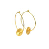 Sun Ray Hoops - Gold Plated Hoops with Disc Charms