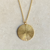18K Gold Vermeil Round Hammered Disc Pendant Necklace