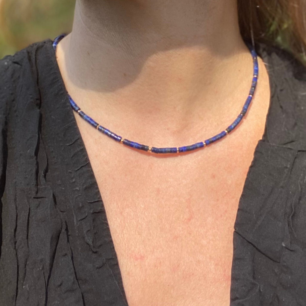 Lapis Lazuli and Gold Vermeil Beaded Necklace