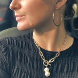 LARGE FLATTENED STERLING SILVER HOOPS