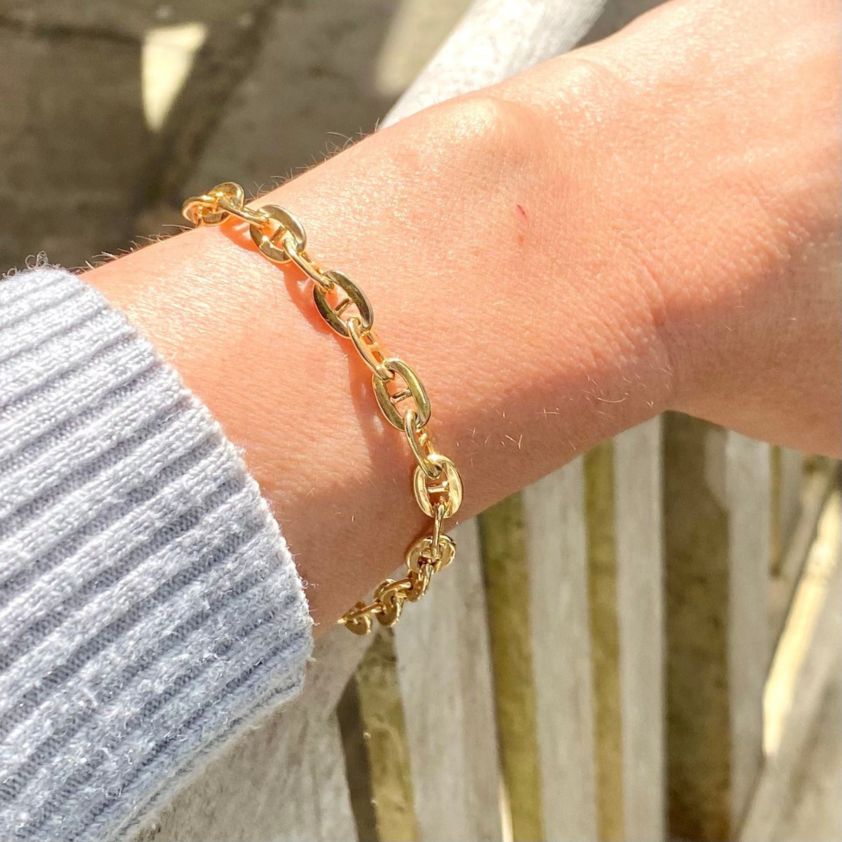Chunky Gold Vermeil Anchor Chain Bracelet