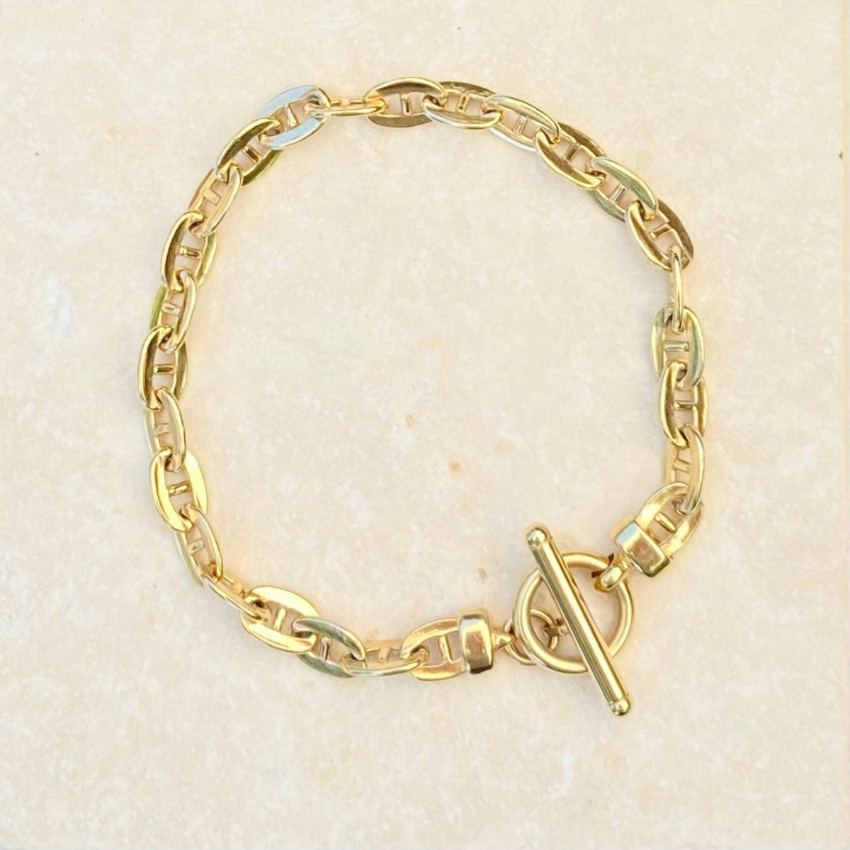 Chunky Gold Vermeil Anchor Chain Bracelet