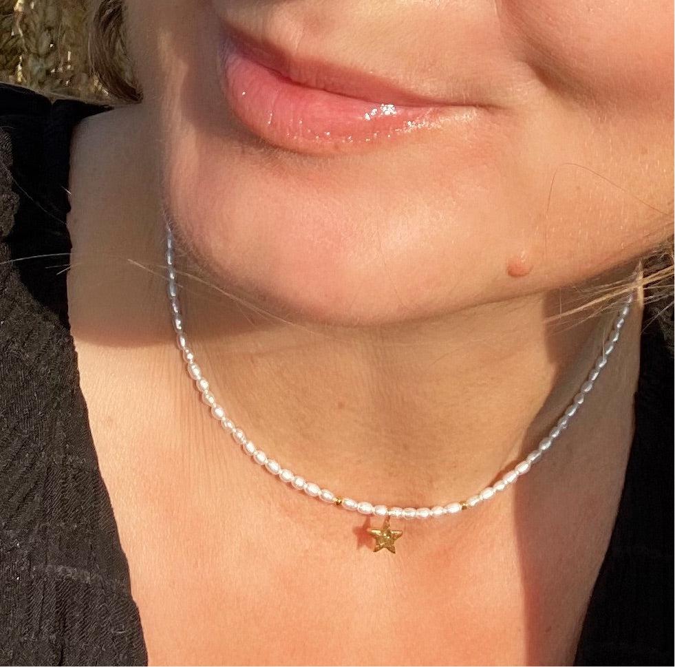Seed Pearl Choker with gold 